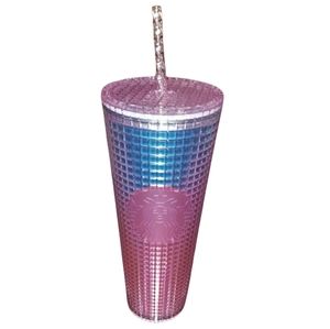 Starbucks Ombre Aqua Pink Grid Venti Tumbler NEW 24 oz